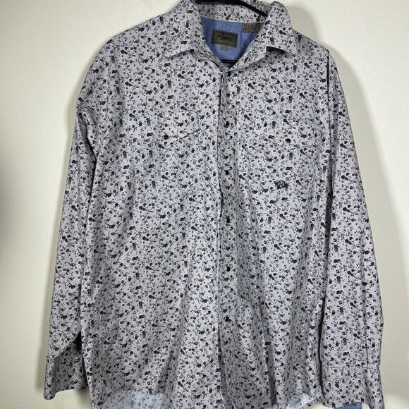 Roper Men's Tiny Floral Print Western Cowboy Button-Up Shirt L Snap Button! - Picture 1 of 5